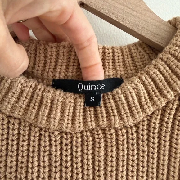 Quince Organic Cotton Chunky Knit Sweater – Camel - Picture 3 of 6